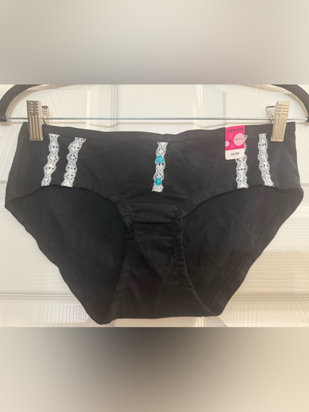 VTG - NWT - Kmart Joe Boxer Black Hipster with White Lace Trim